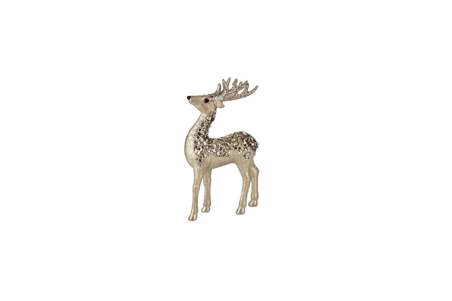 Weihnachtsfigur Hirsch „Seoul“ Gold mit Pailletten – Höhe 20,5 cm