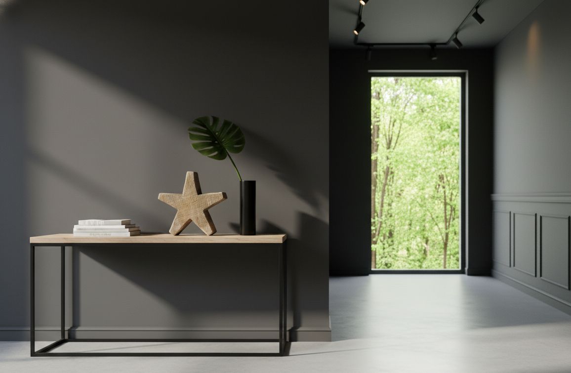 Holzstern groß stehend grau 30 cm