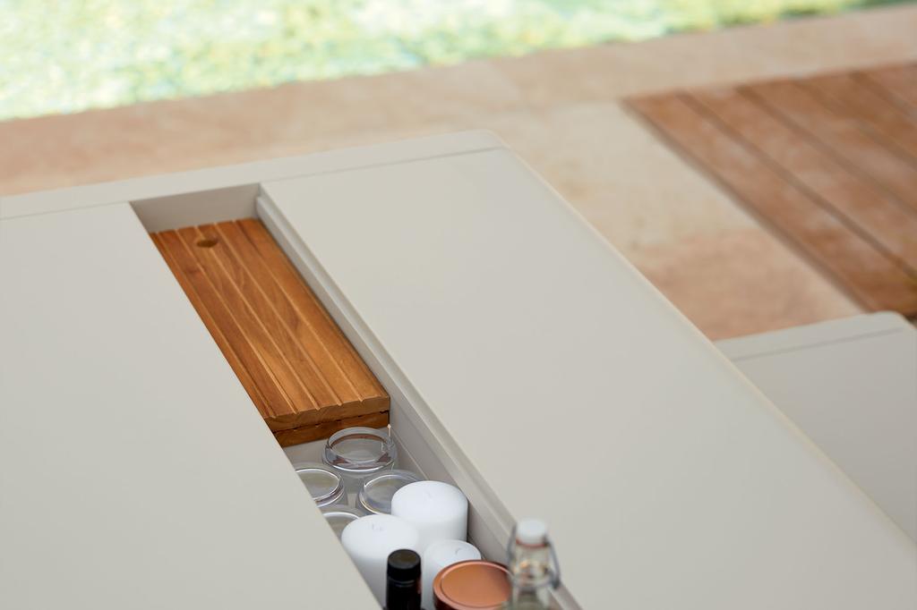 Bellevie Tisch 196 x 90cm mit Aufbewahrung Latte Beige