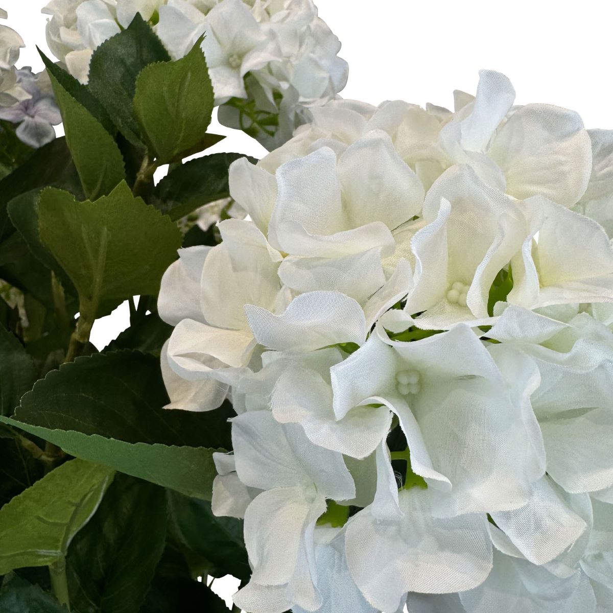 Hortensie - Hydrangea Kunstpflanze, 10 Blüten, Höhe 73 cm, weiß-blau