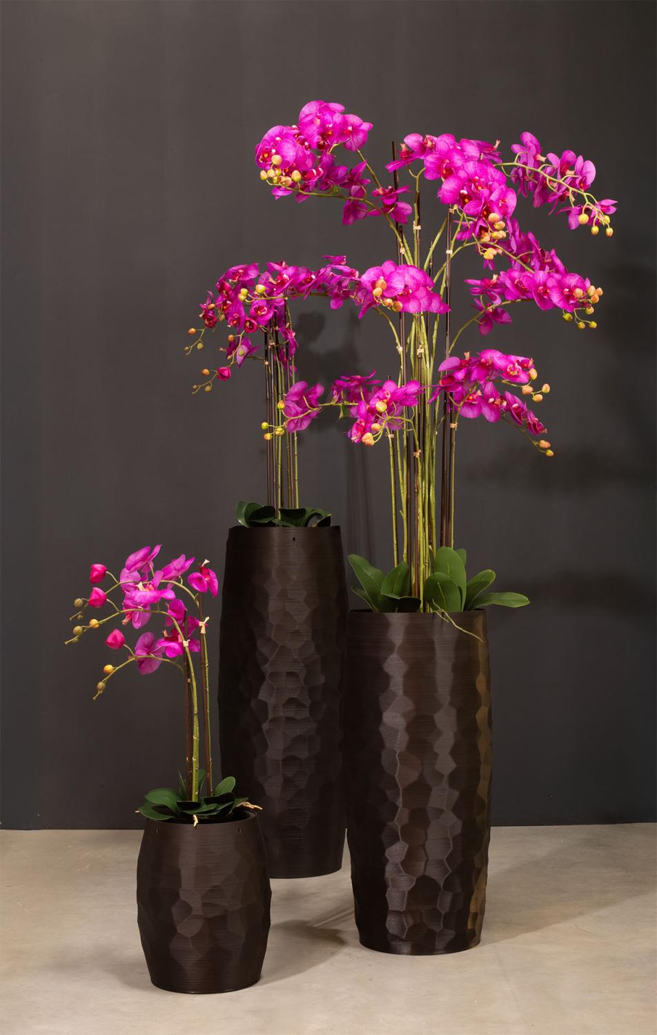 Organic 3D Bodengefäß für Pflanzen - feines Design Ø 27 cm, Höhe 35 cm midnight black