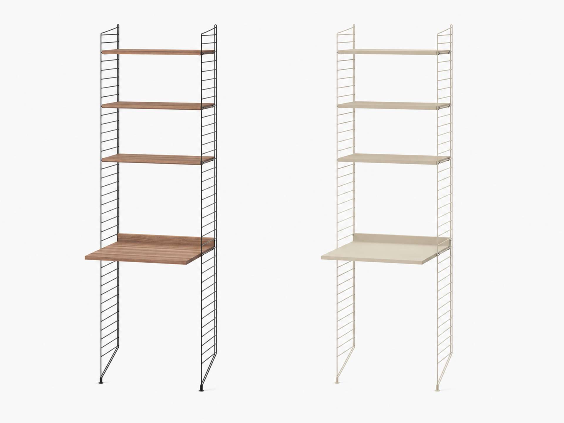Modulares Standregal mit Schreibtischplatte 58cm