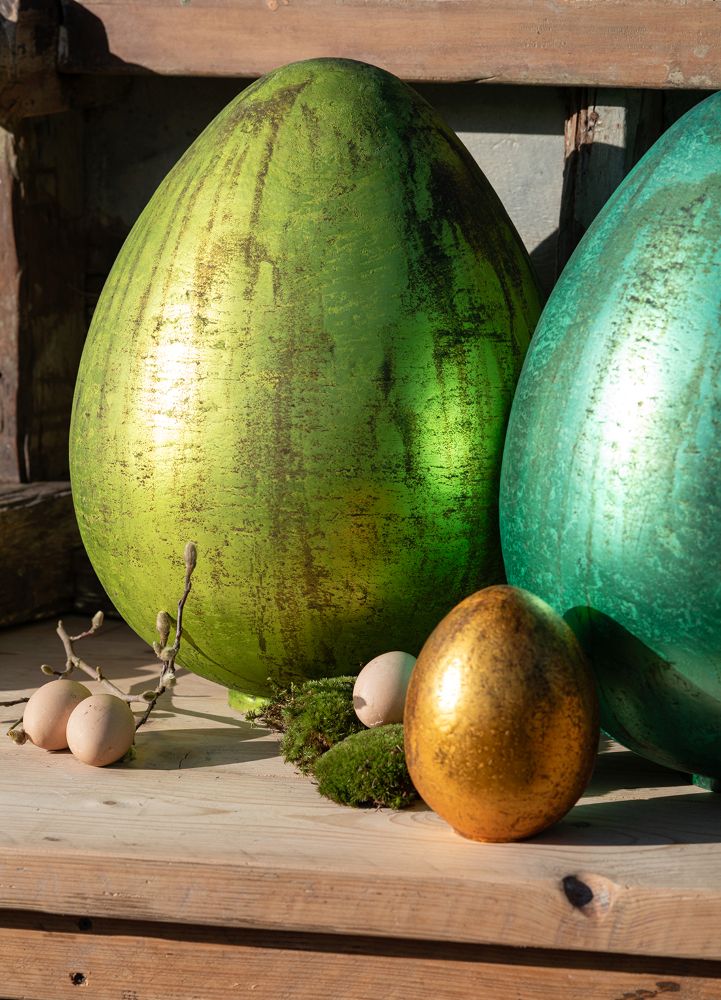 Osterei Glas Hellgrün foliert – Große Osterdekoration 45 cm