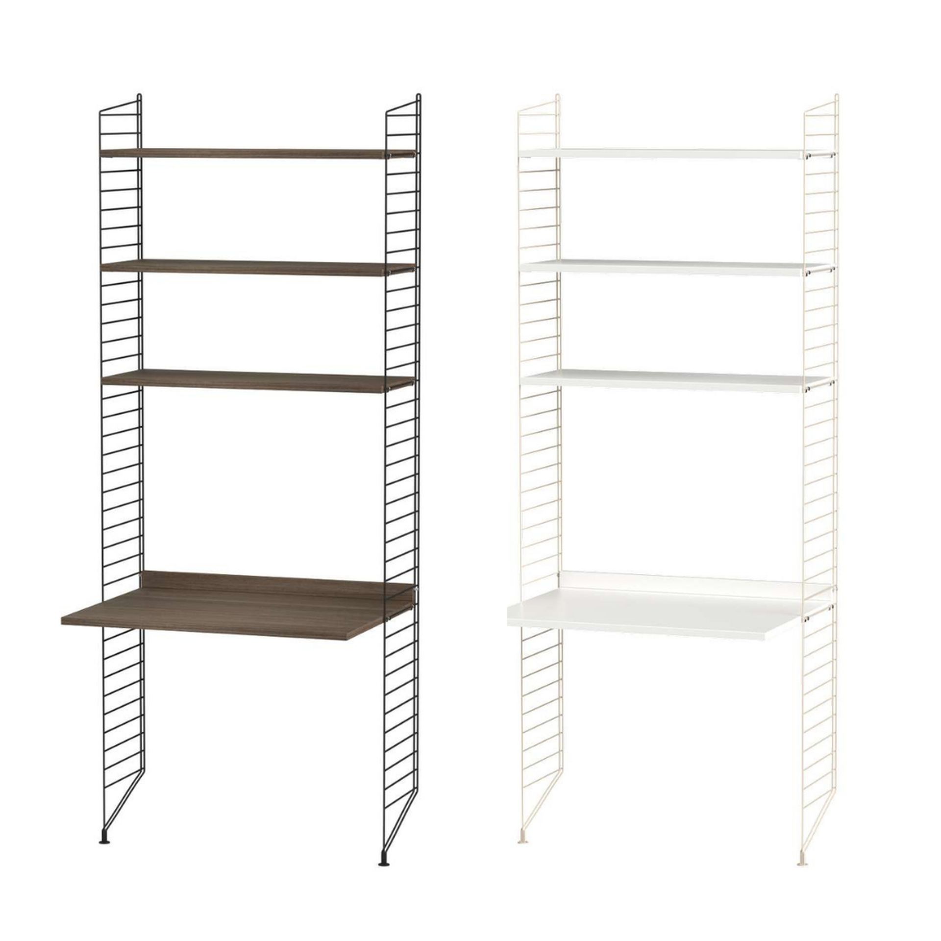 Hohes Standregal mit Schreibtisch Schwarz Esche