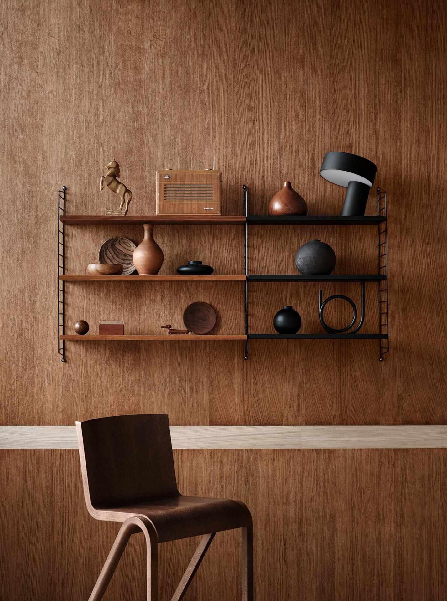 String System Regalboden 3er Set Walnuss natur 78/2/30