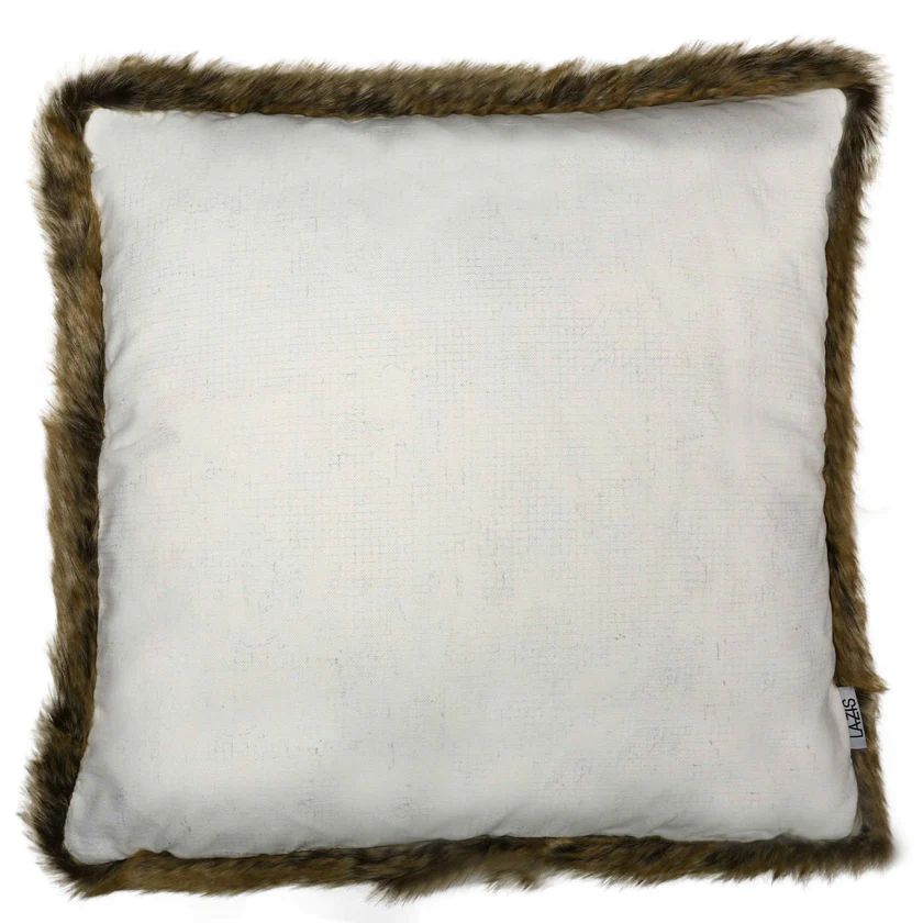 Kissenhuelle Nauders uni 50x50 cm braun - Digitalprint mit Fellrand