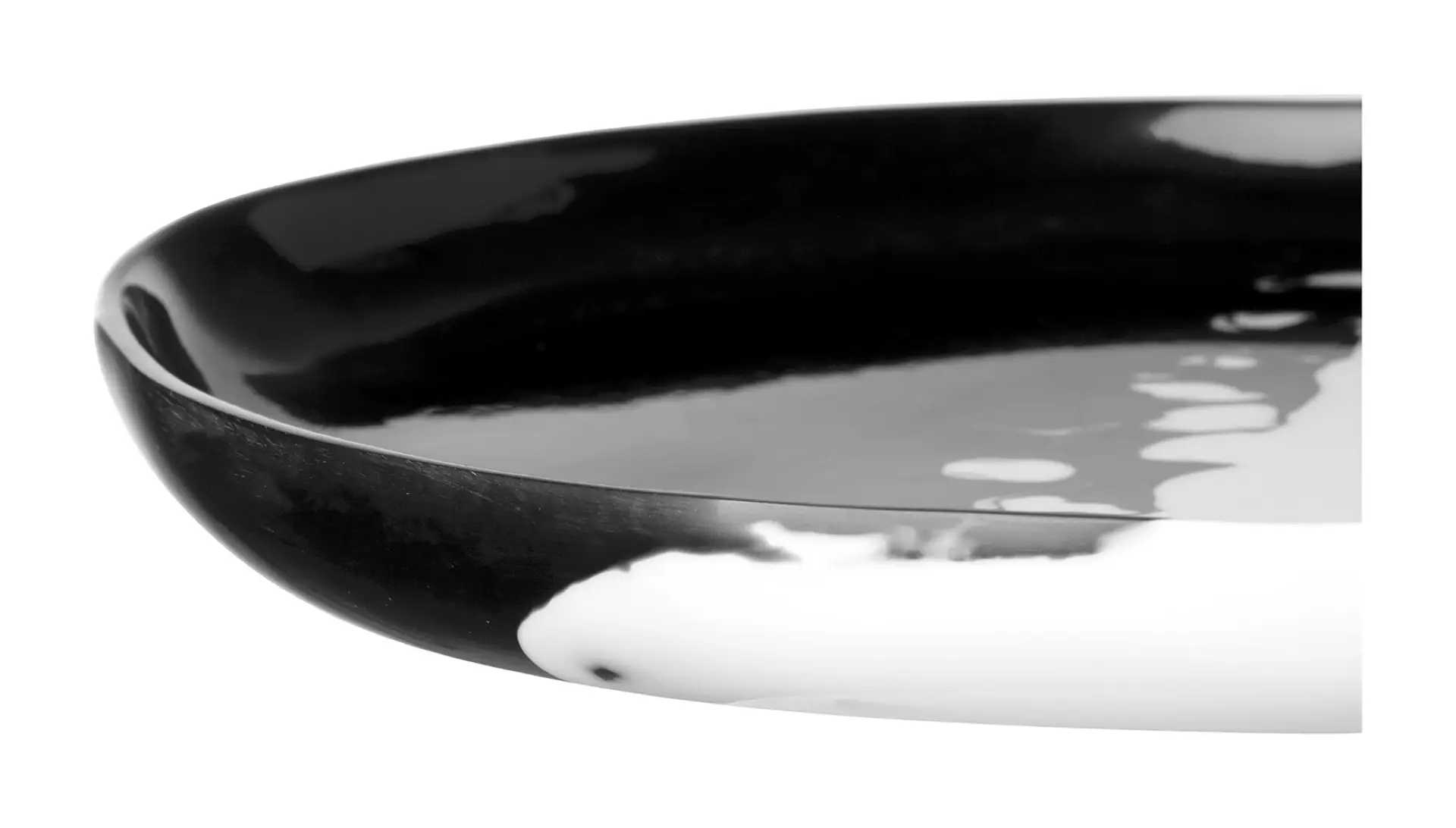 PANDA Tablett modern Schwarz-Weiß Höhe 3 cm