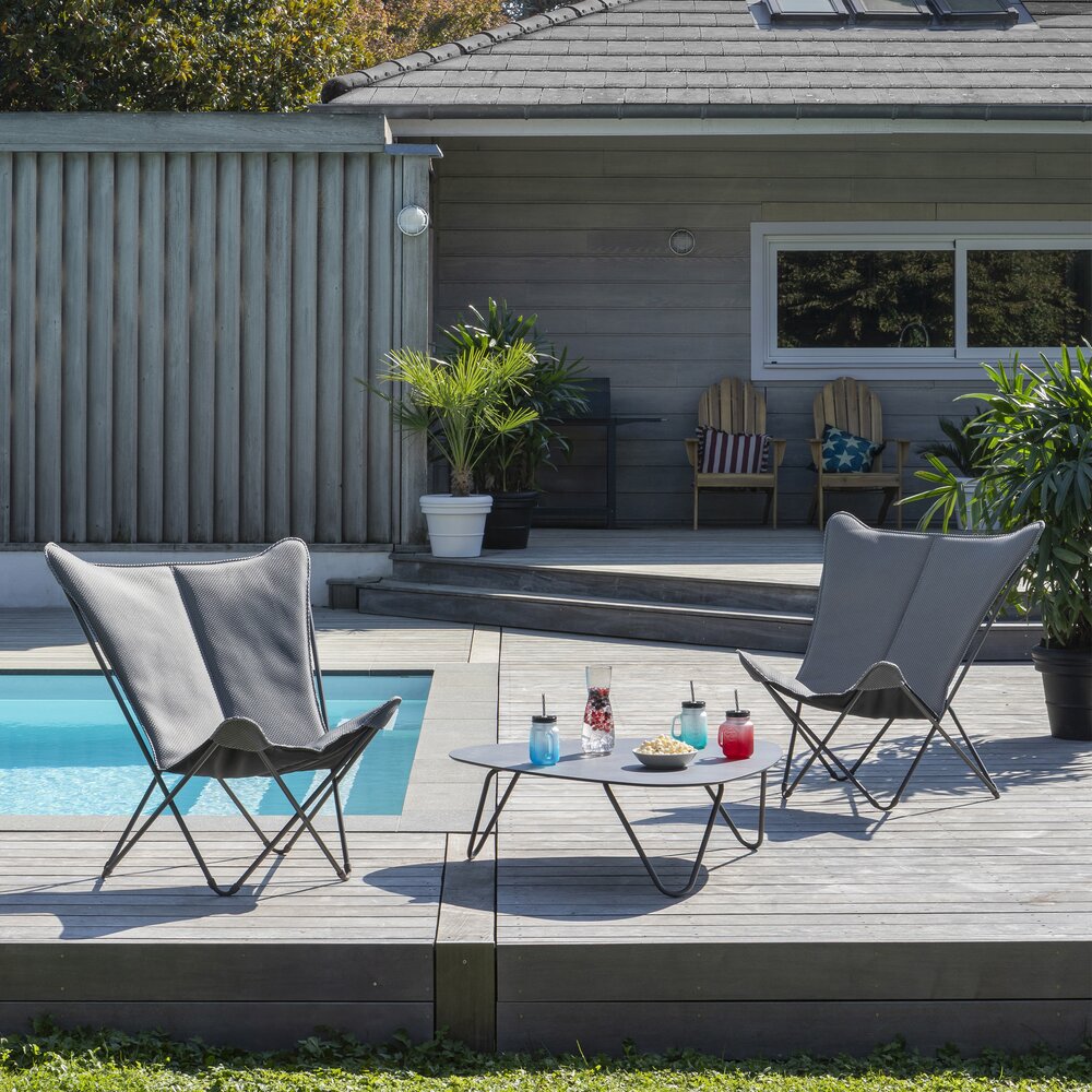 Pop Up Lounge Chair XL BEC Dunkelgrau Pop Up Lounge Chair XL BEC Dunkelgrau+Ersatzbezug Curry