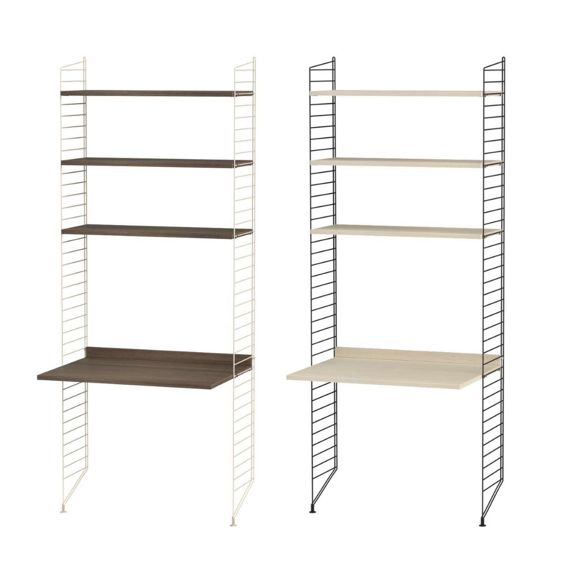 Schmales Standregal mit Schreibtisch Dunkelgrau Weiß