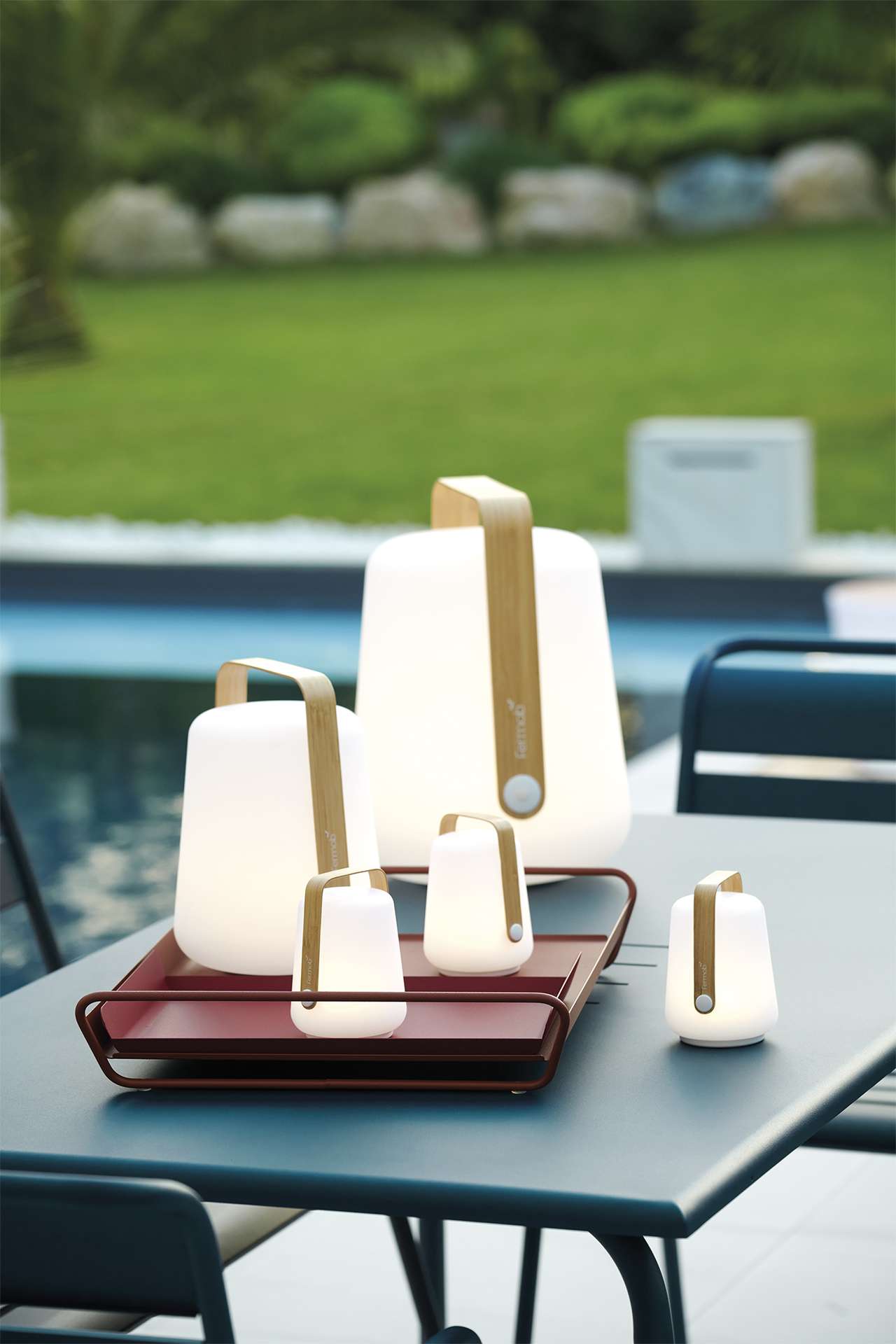 Balad2 Akku Leuchte Bamboo – Stilvolle Outdoorlampe mit Bambushenkel Höhe 38 cm