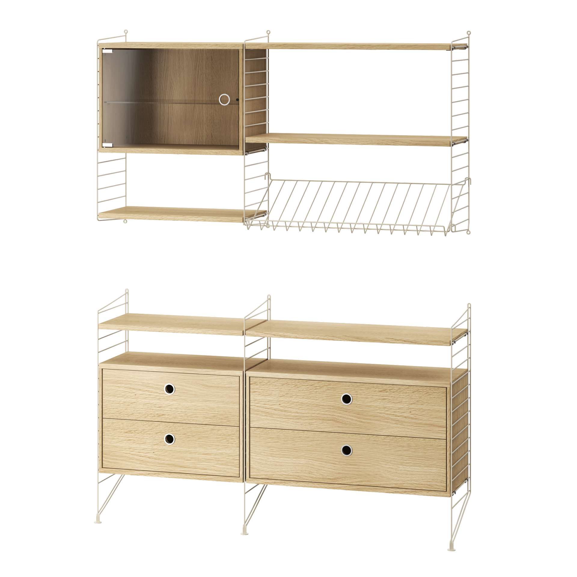 Wohnkombination Sideboard/Wandregal Beige Eiche günstig online kaufen