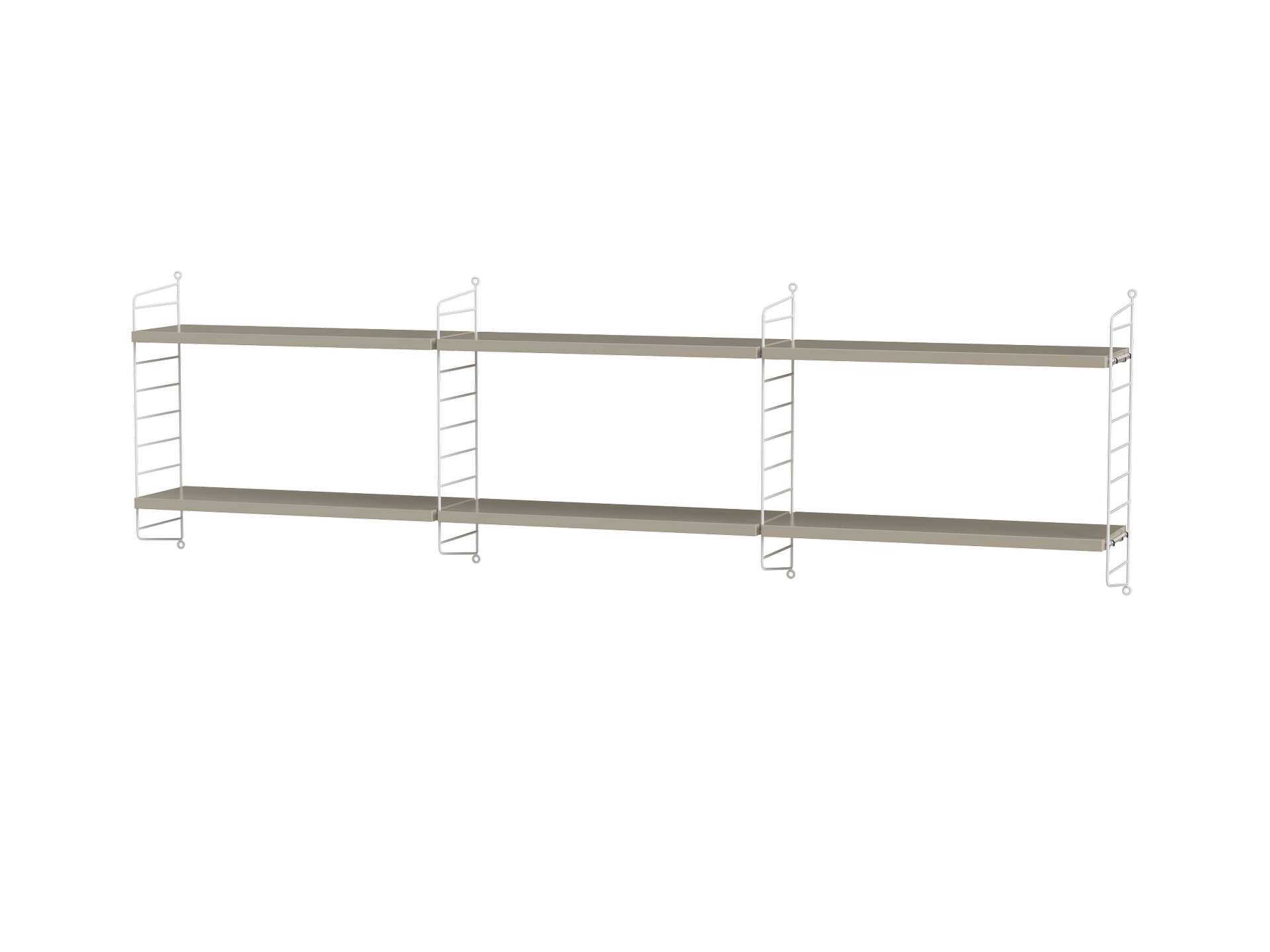 Langes Wandregal mit 6 Regalböden aus Holz Beige/Weiß