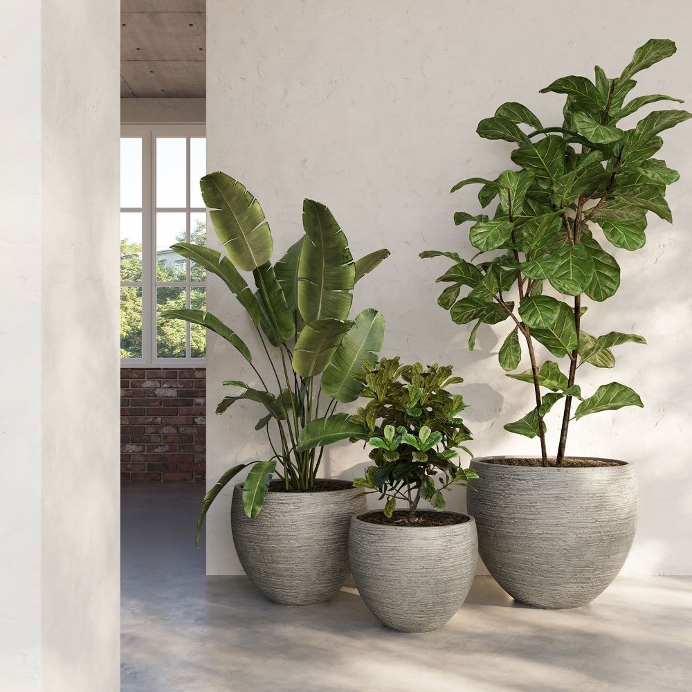 Pottery runder Blumentopf wellenartige Struktur Pottery runder Blumentopf wellenartige Struktur