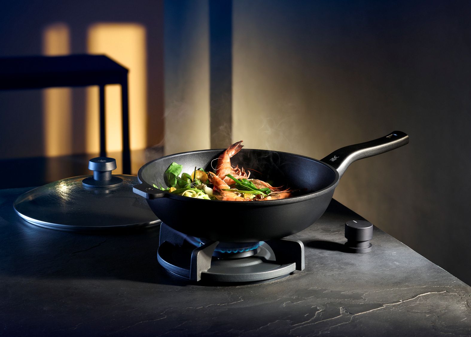 PermaDur Premium Wok 30 cm mit Glasdeckel & 3-lagiger Antihaftversiegelung