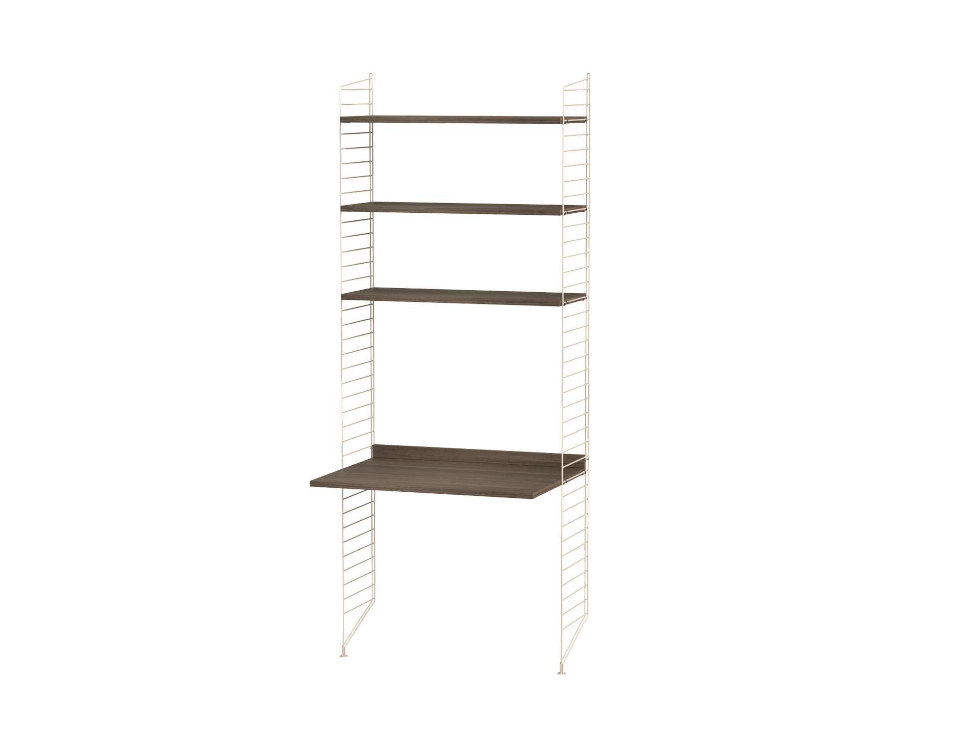 Schmales Standregal mit Schreibtisch Beige Walnuss