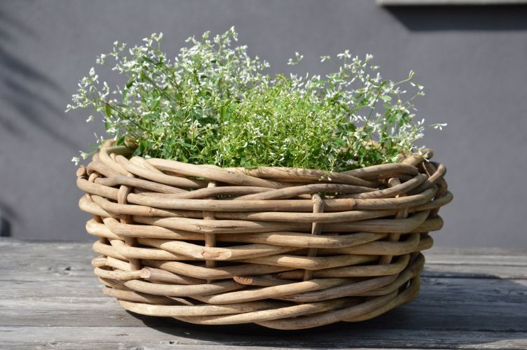 Korb PALAU Naturrattan ca. Ø 40 cm / 20 cm hoch - ohne Ablaufloch