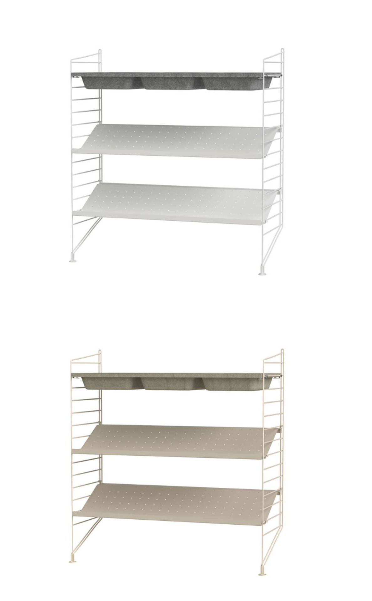 Schuhregal 2 Ebenen mit Aufbewahrungseinsatz Beige