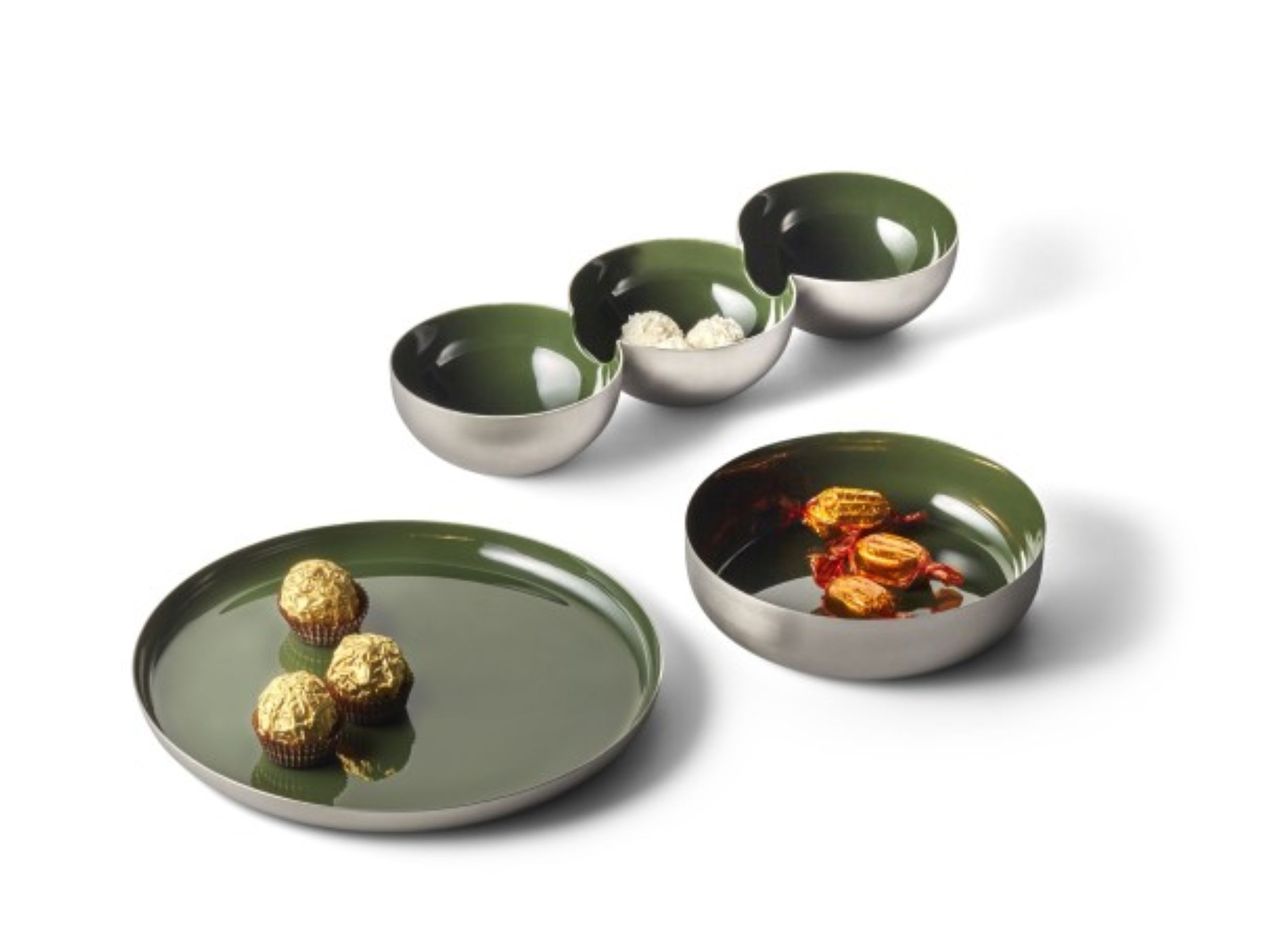 BIEL Collection - Schale mit emailliertem Innenbereich BIEL Collection - stilvolles Schalentrio in dunkelgrün