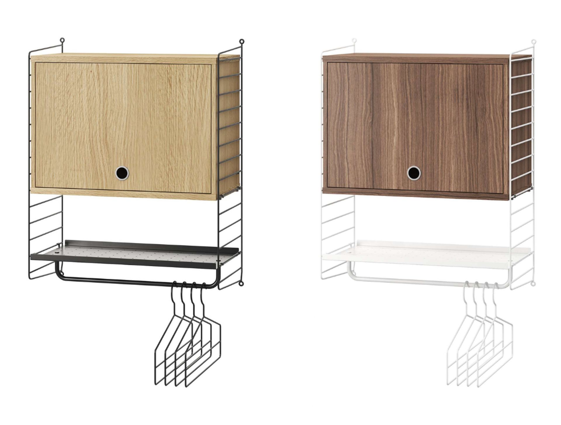 Hängeschrank mit Garderobenstange Schwarz Esche