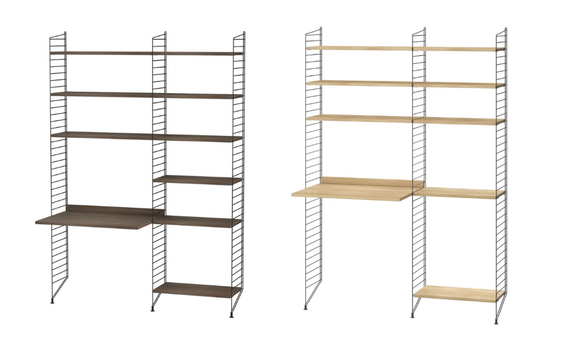 Funktionales Standregal mit Schreibtisch Dunkelgrau Eiche