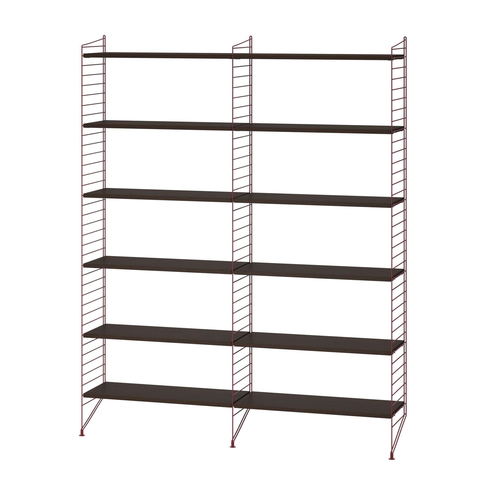 Bücherregal minimalistisch Dunkelrot Dunkle Eiche