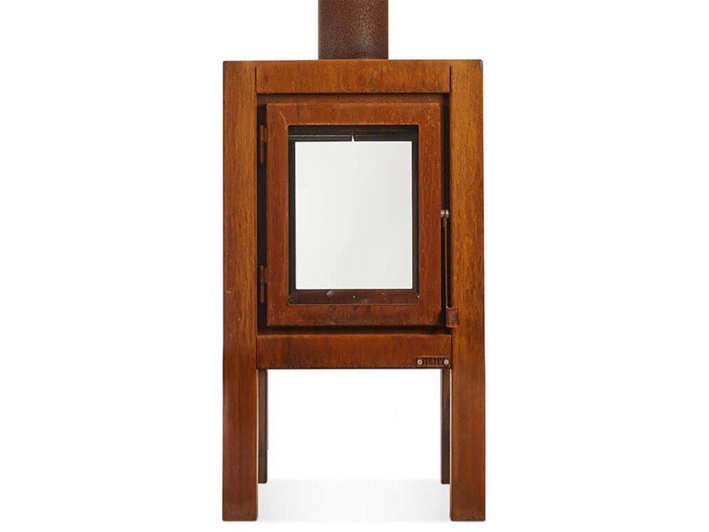 Quaruba Terrassenkamin Corten-Stahl Ohne Rollen XL 2 Seiten Glas Vorne + Hinten Quaruba Terrassenkamin Corten-Stahl Ohne Rollen XL 4 Seiten Glas