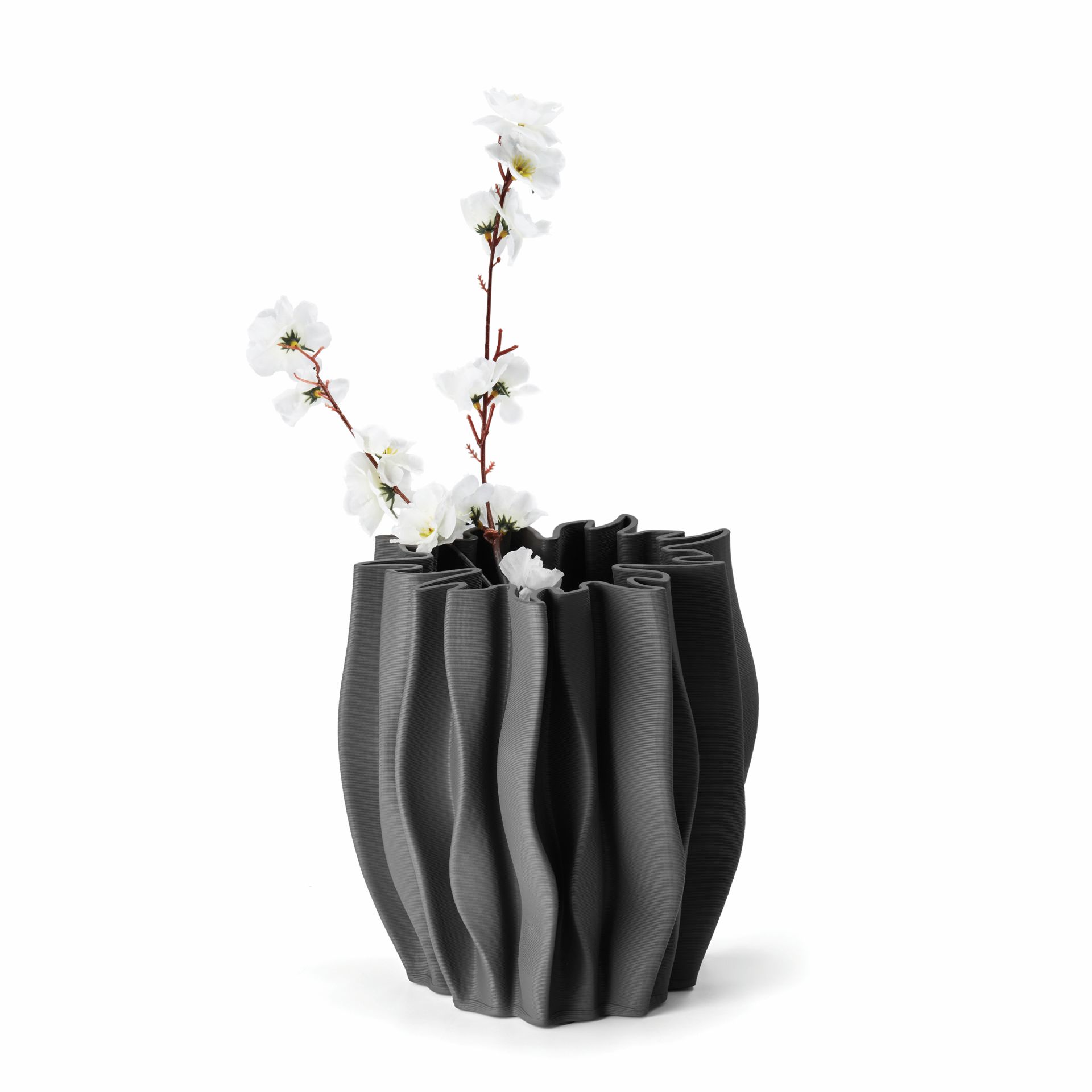 SERENEE 3D-gedruckte Keramikvase mit Wellenstruktur