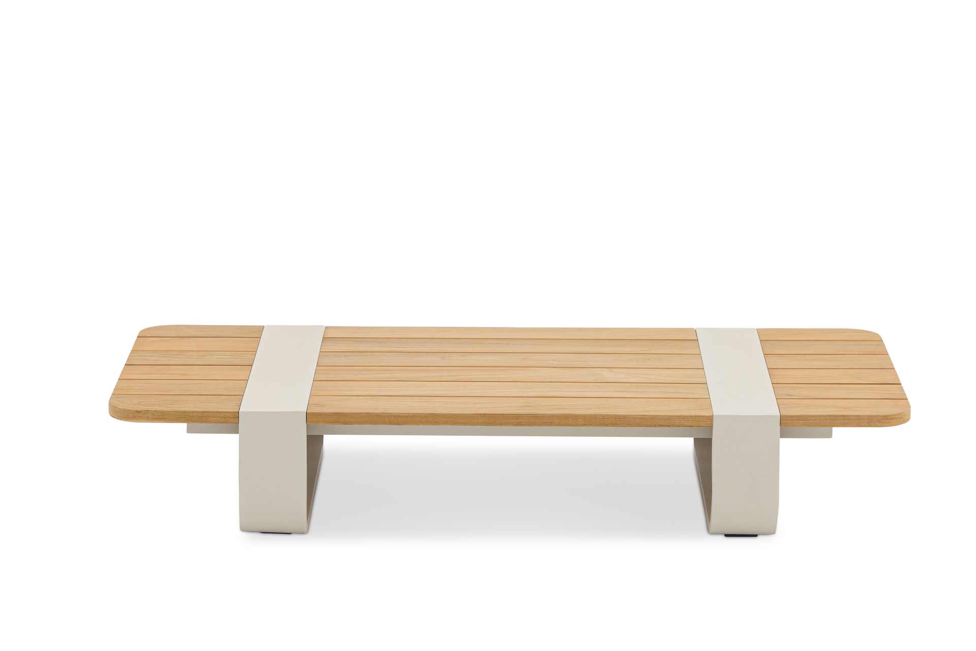 Dox flacher Lounge Tisch mit Teak Oberfläche Dox flacher Lounge Tisch mit Teak Oberfläche