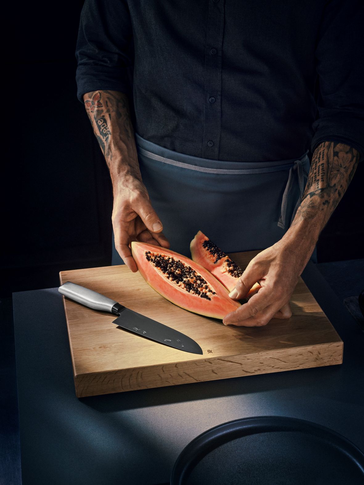 Ultimate Black Santokumesser 18,5 cm mit Diamond Cut