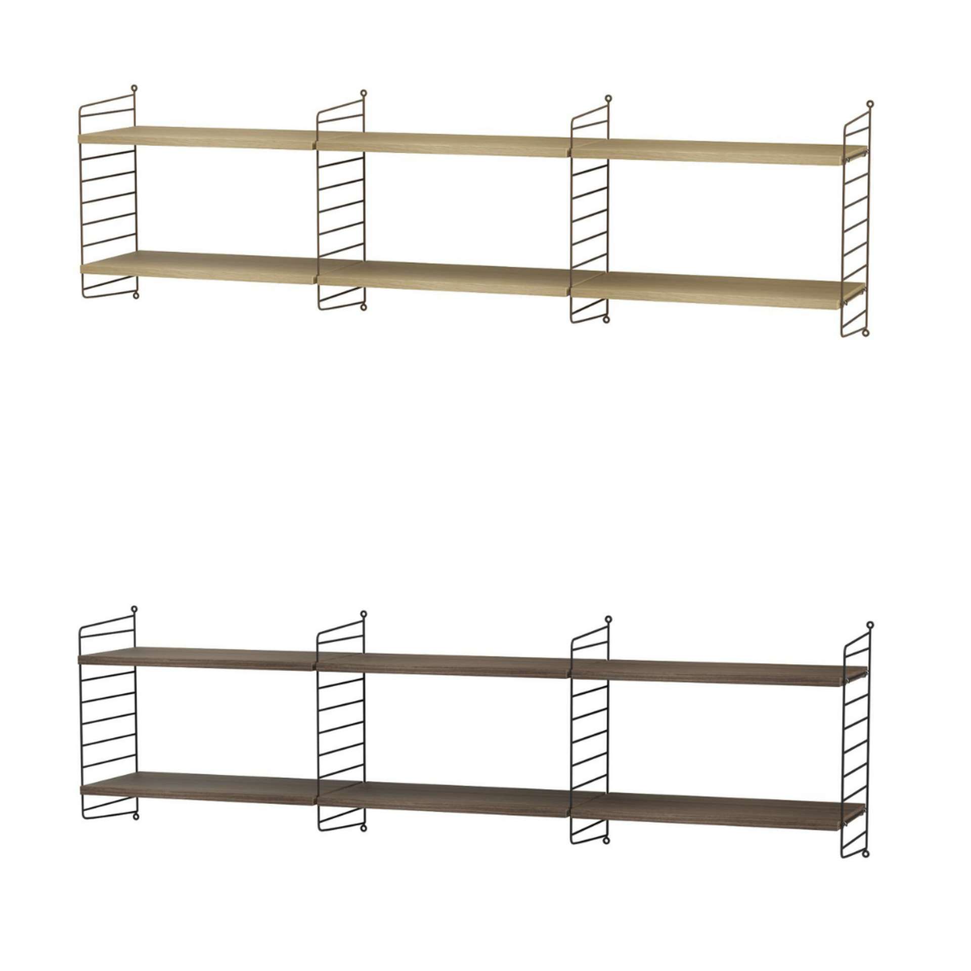 Langes Wandregal 2 Ebenen Langes Wandregal 2 Ebenen Schwarz Esche