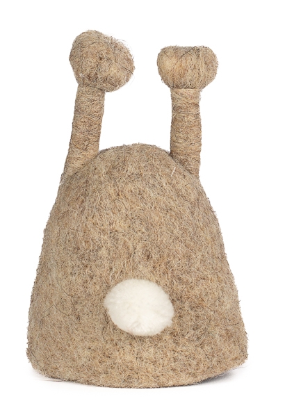 Eierwärmer Hasenbeine baden.jpg Eierwärmer aus Filz Hasenbeine hellbraun