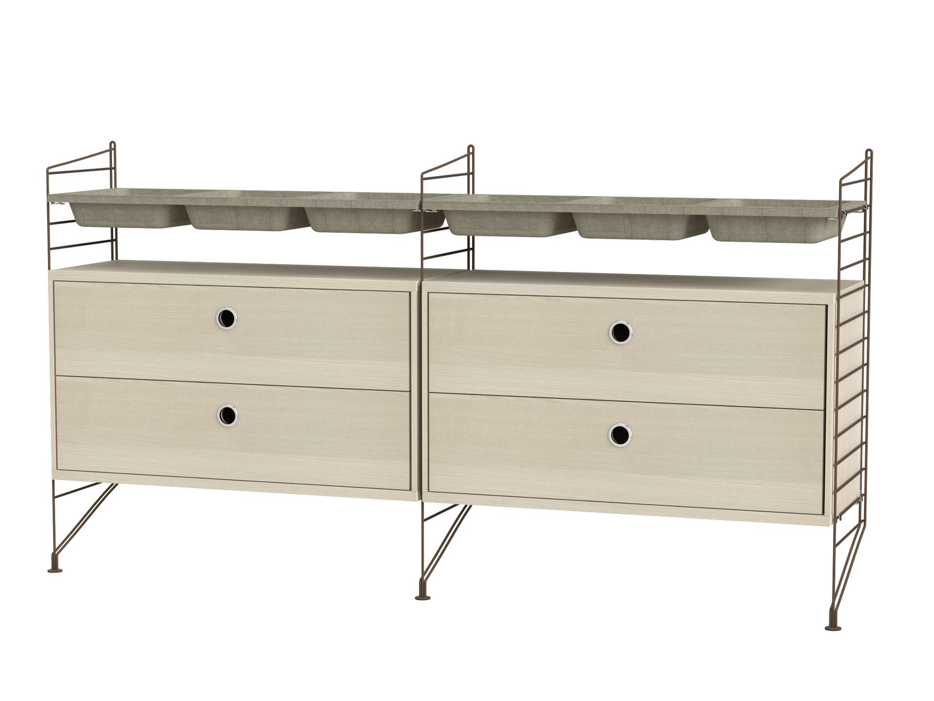 Sideboard mit Schubladen und Aufbewahrungseinsätzen Esche/Braun Sideboard mit Schubladen und Aufbewahrungseinsätzen Esche/Braun