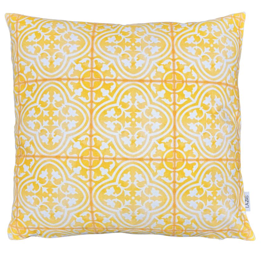 Kissenhülle Borgo 50x50cm gelb - Geometrischer Print im Azulejos Style