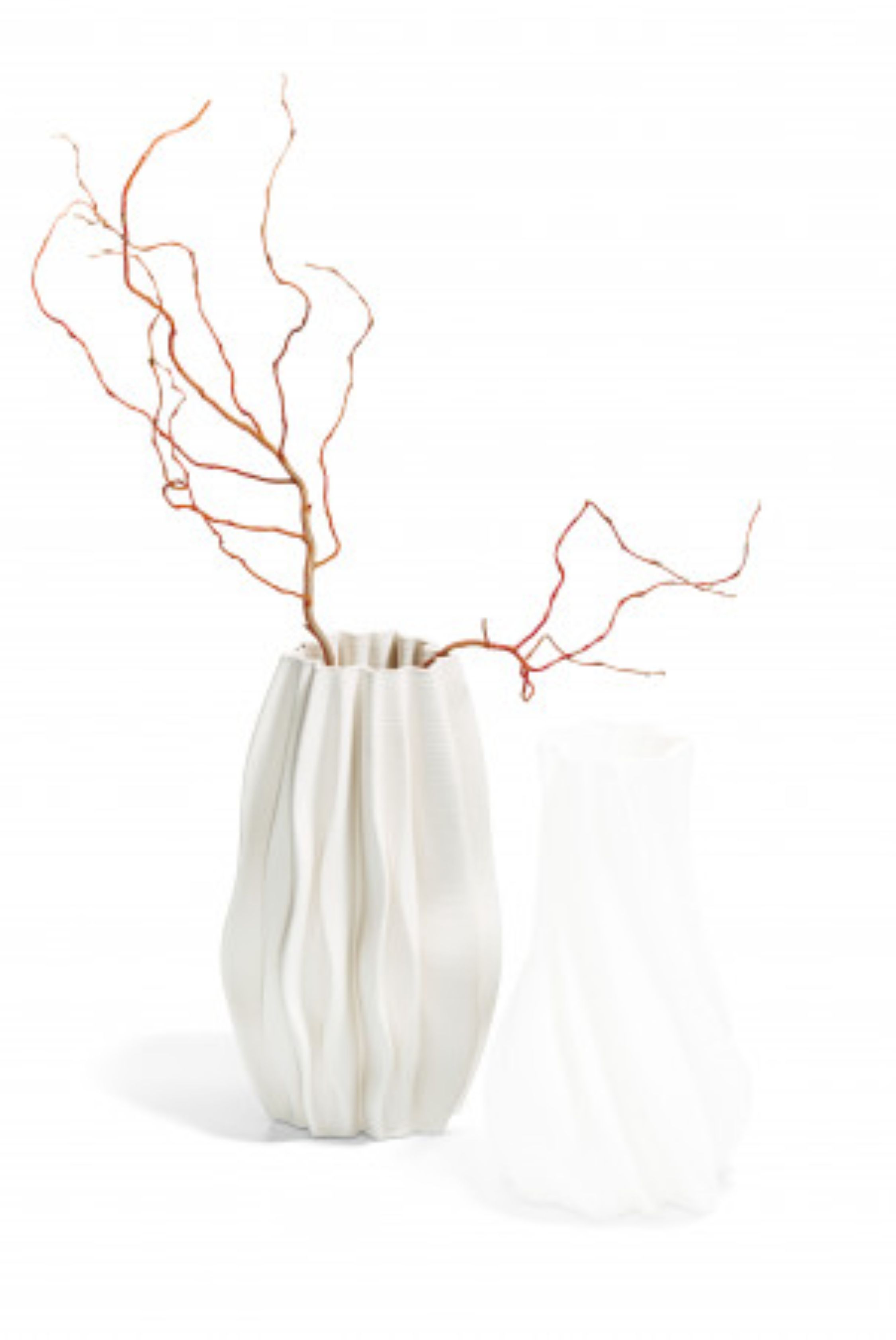 Plissee weiße Vase mit feiner Struktur