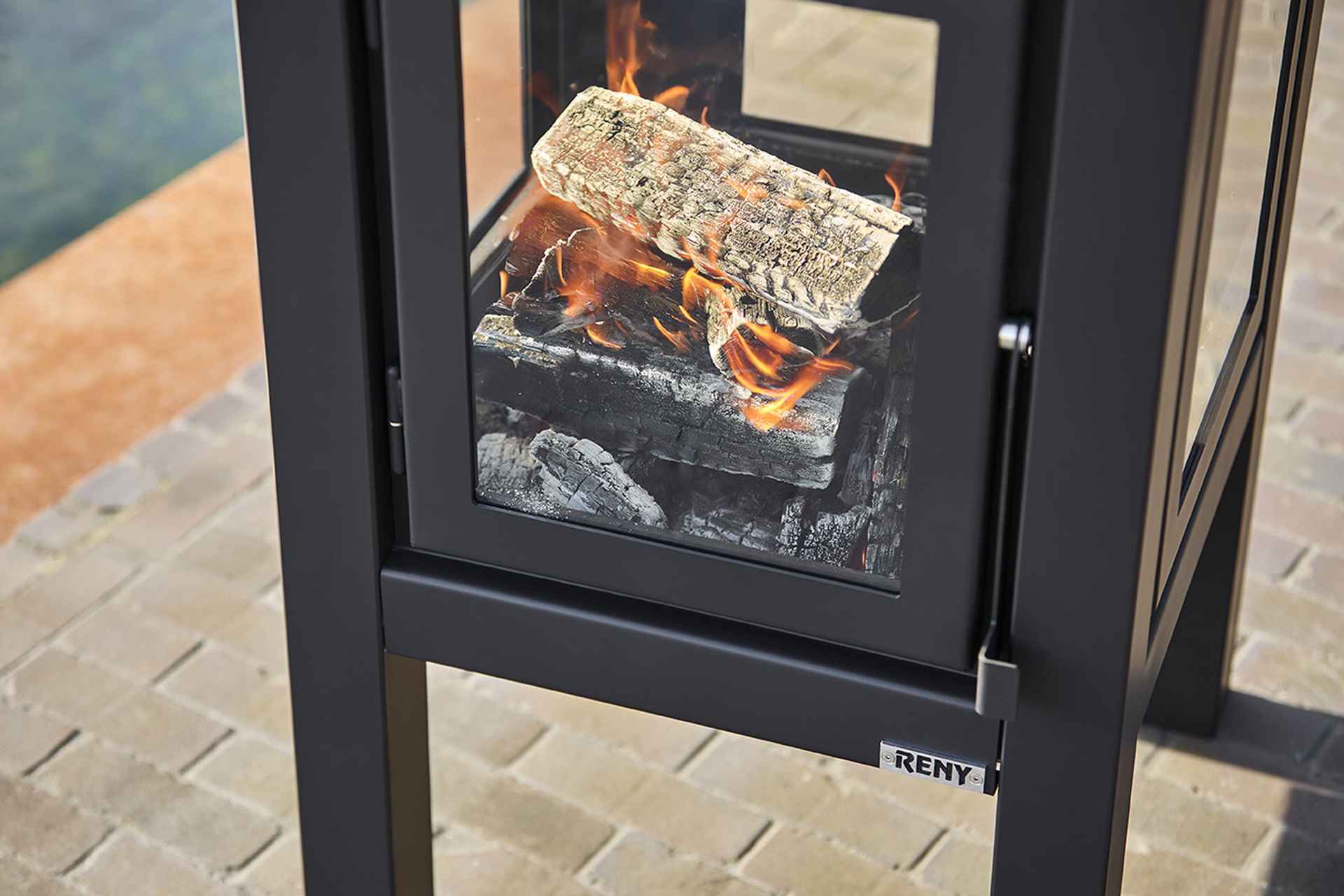 Quaruba Gartenofen Schwarz Mit Rollen XXL 4 Seiten Glas