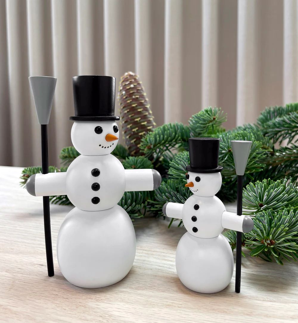 Dekofigur Schneemann aus Buchenholz