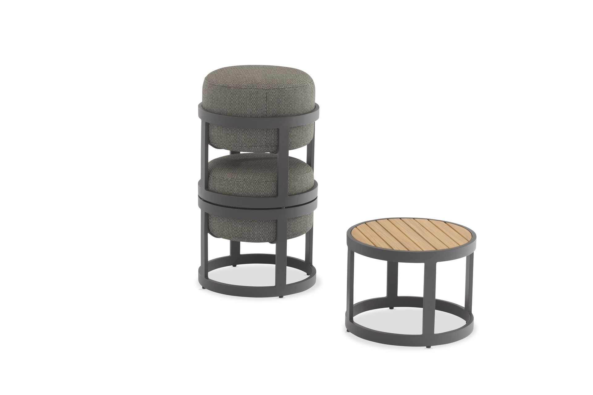 Totem Hocker Set + Coffee Table für den Garten Kohle Totem Hocker Set + Coffee Table für den Garten Kohle