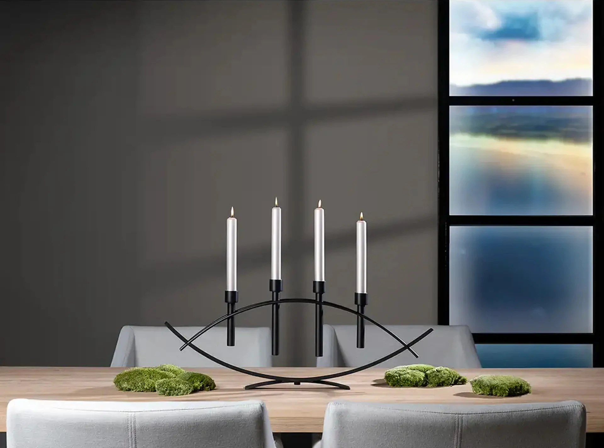 ARCO moderner Kerzenständer in Schwarz