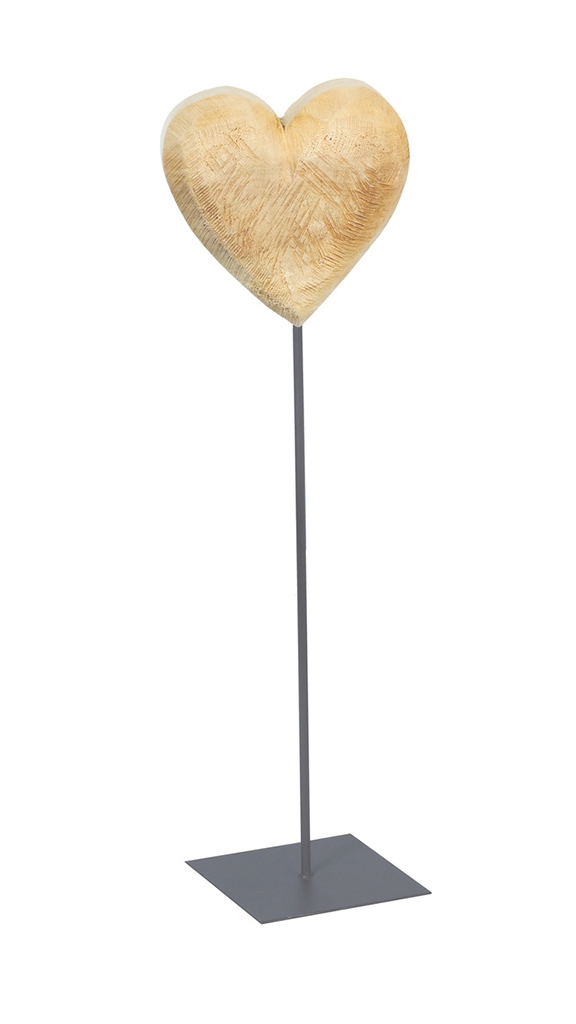 Pappelherz natur auf Eisenständer Höhe 130 cm