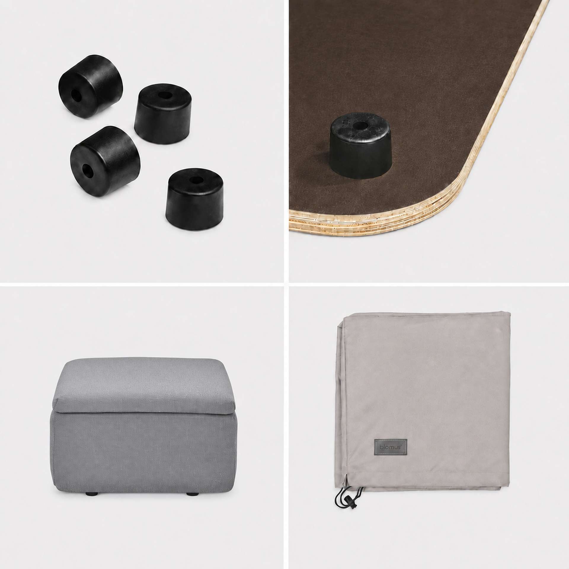 grova-set-komplett-hocker-mit-schutzhuelle-zink.jpg GROVA Outdoor Lounge Hocker Modul Zinc Mit Bodenplatte, Füßen und Schutzhülle