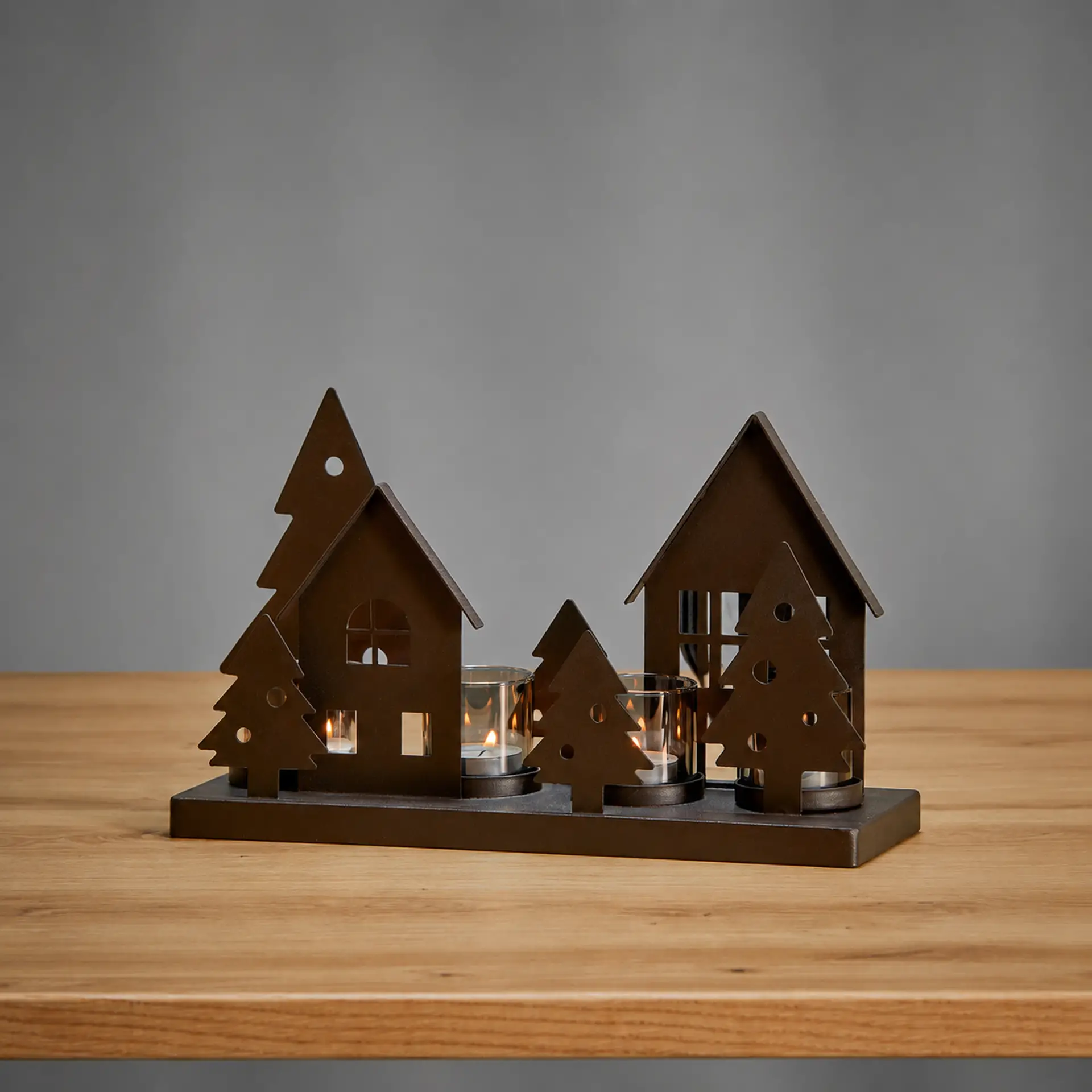 PUEBLO Teelichtwald kleines Weihnachtsdorf Metall
