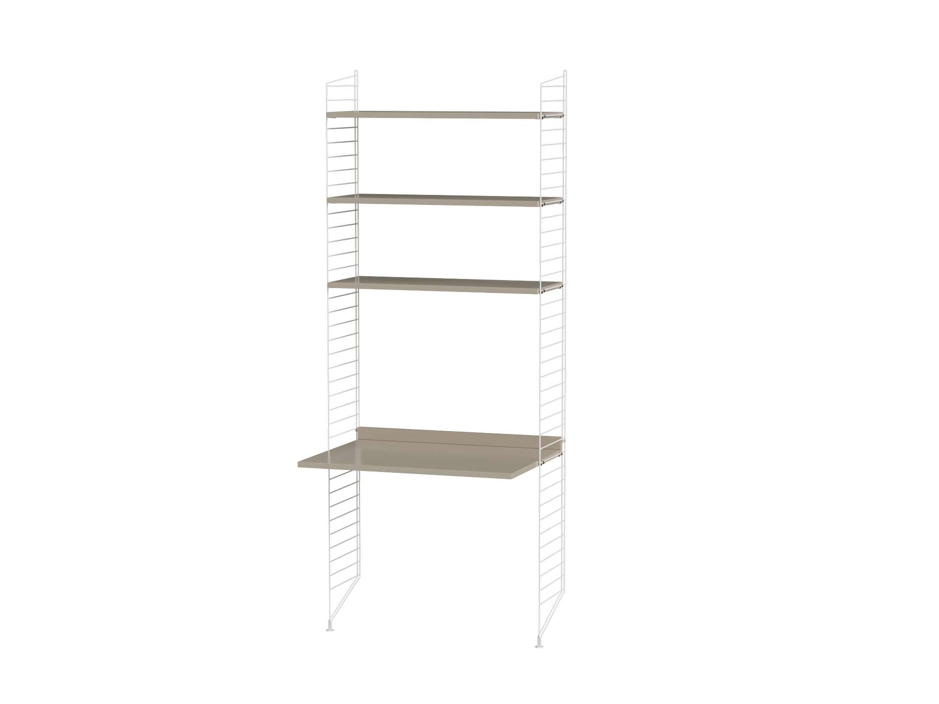 Hohes Standregal mit Schreibtisch Weiß Beige Hohes Standregal mit Schreibtisch Weiß Beige