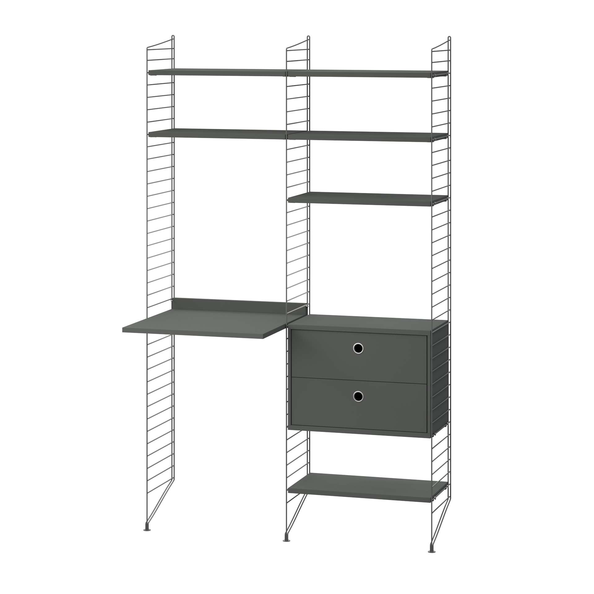 Bundle_W_K_19_19.jpg Kompakter Schreibtisch mit Standregal und Ablagen Dunkelgrau Dunkelgrau