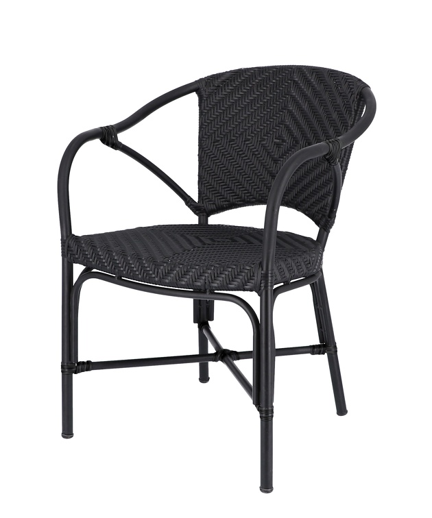 Armlehnstuhl NOIR – Modernes Rattan-Design Schwarz Armlehnstuhl NOIR – Modernes Rattan-Design Schwarz