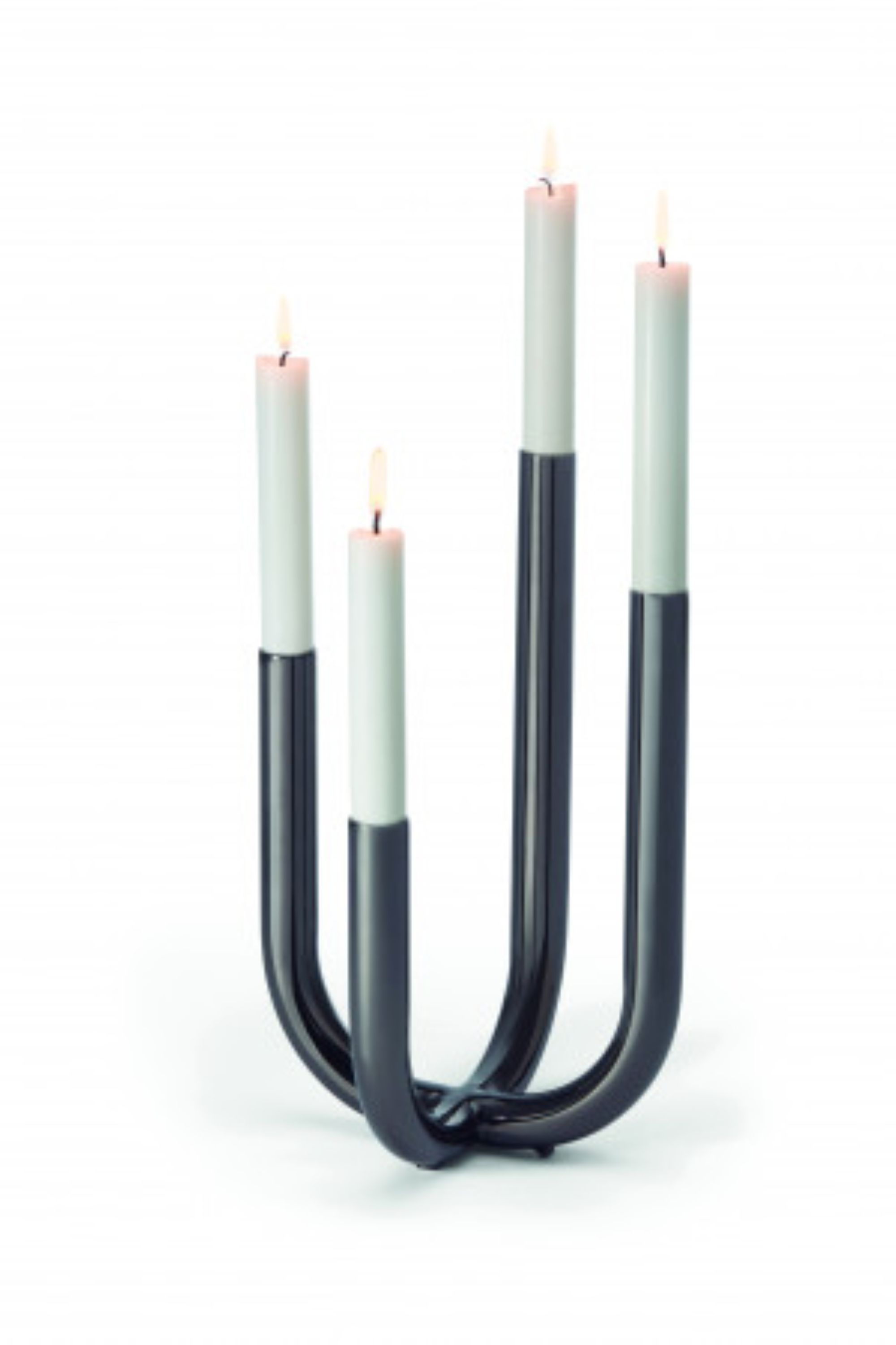 Festive moderner Stabkerzenhalter schwarz verchromt Festive moderner Stabkerzenhalter schwarz verchromt