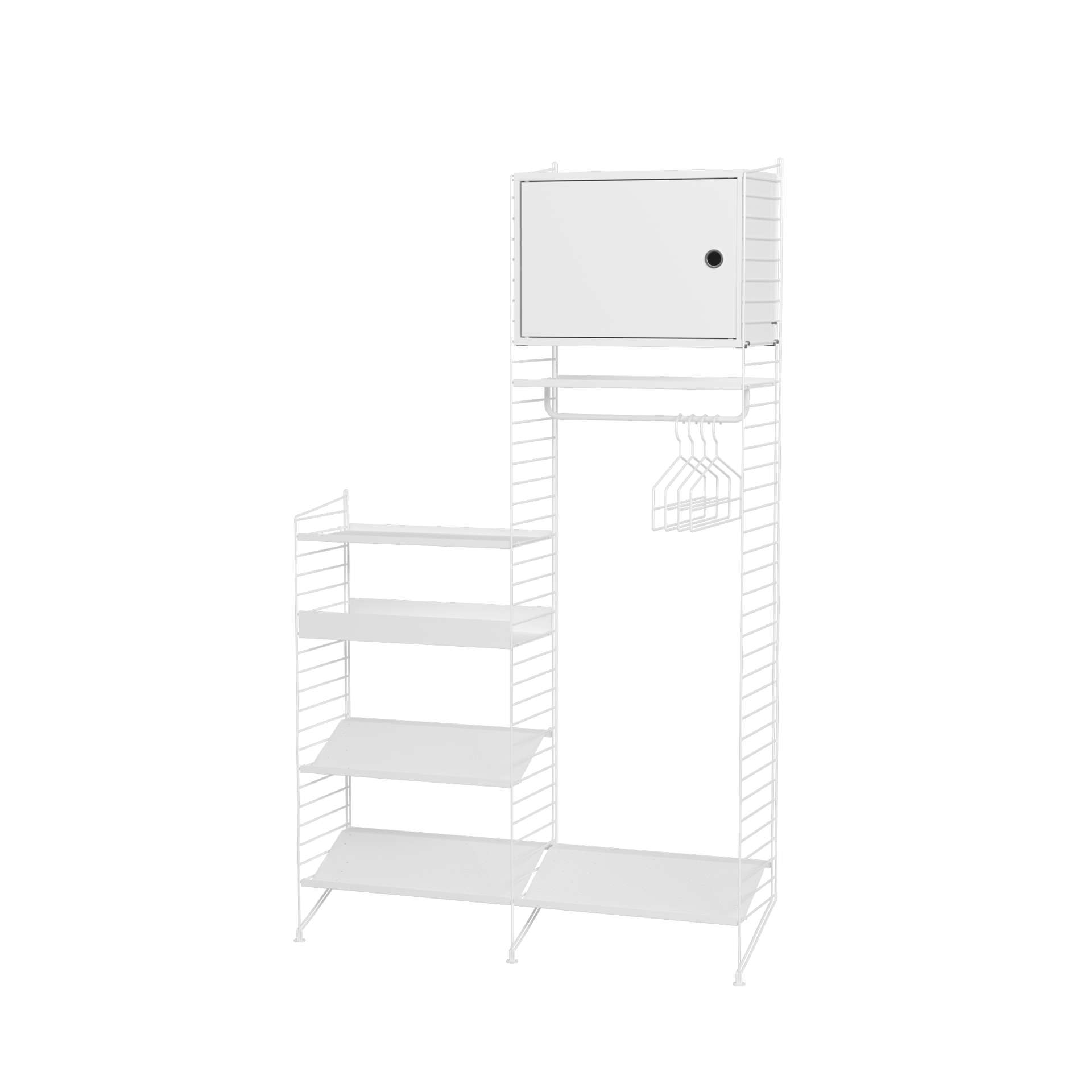 Design Standgarderobe mit Hängeschrank Weiß Weiß