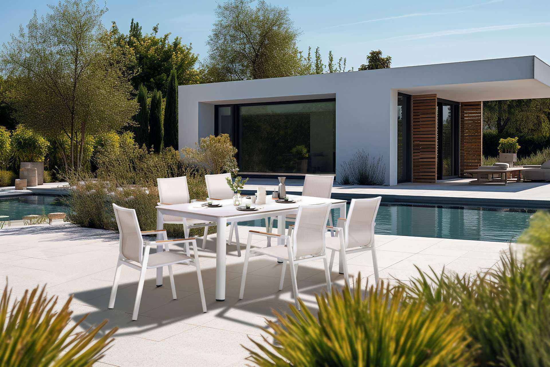 Aspen Armlehnstuhl mit Teakholz für den Garten Aspen Armlehnstuhl mit Teakholz für den Garten Kohle