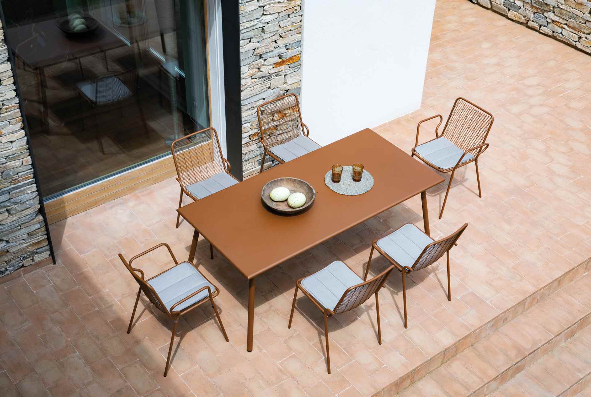 Roma Esstisch Outdoor Metall Corten 90 x 90 cm Rechteckig