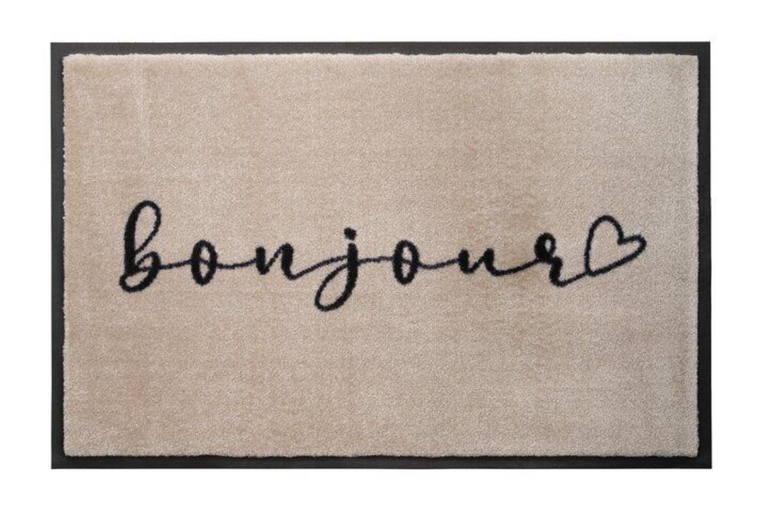Waschbare Fußmatte Bonjour - beige/schwarz Waschbare Fußmatte Bonjour - beige/schwarz