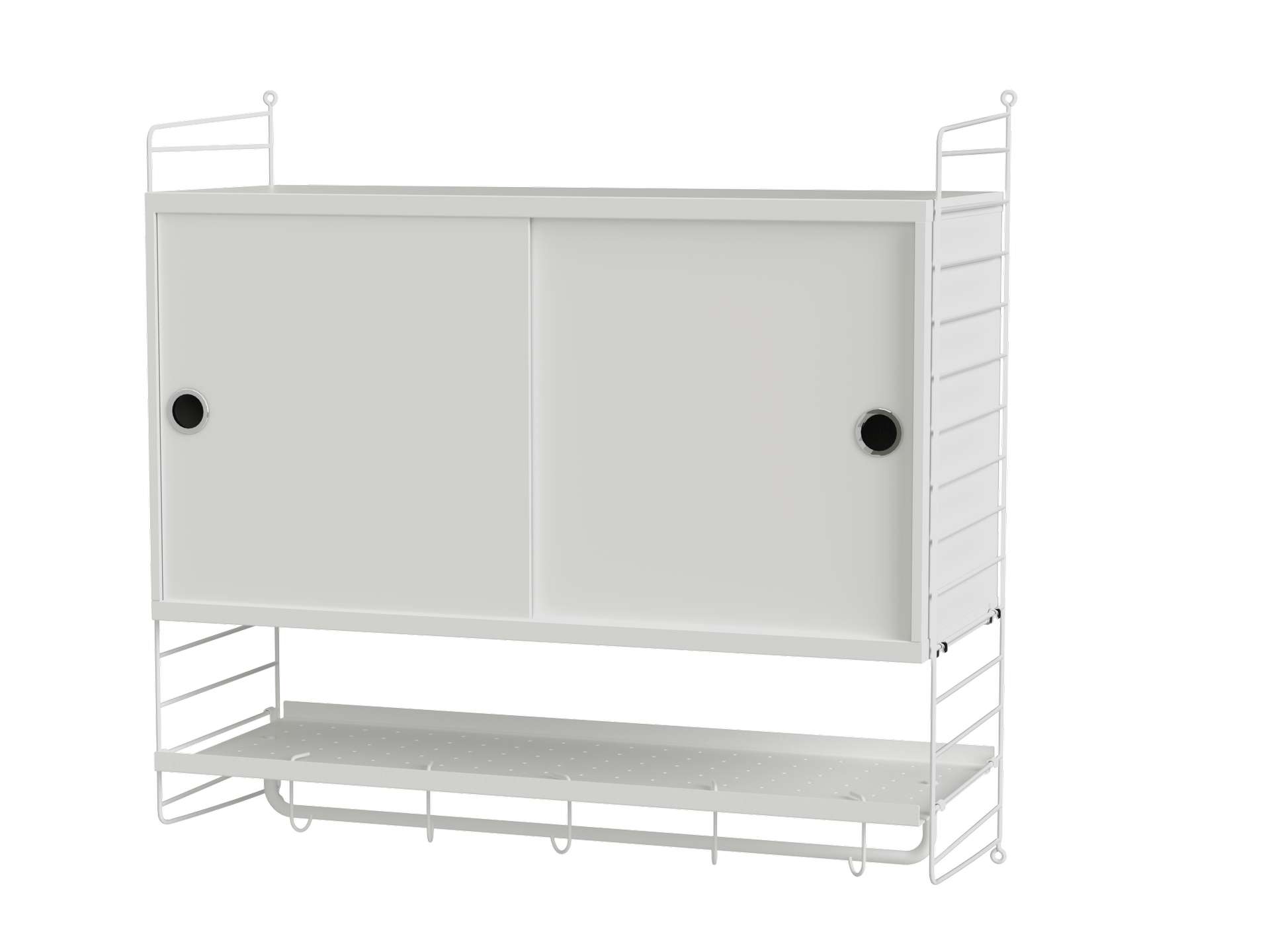 Hängeschrank mit Schiebetüren und Kleiderstange Weiß